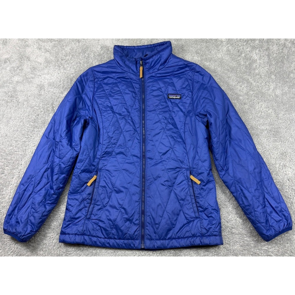 Patagonia Jacket Girls XL 14 Blue Nano Puff Quilted Insulated STY68006 Full Zip